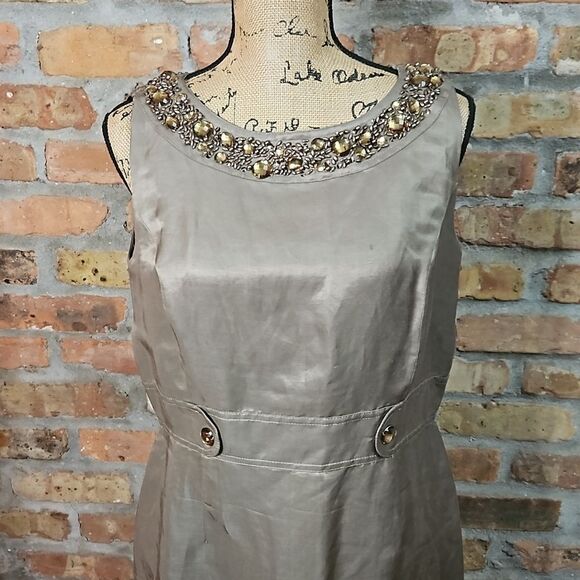 Alex Marie Bronze Linen/Silk blend dress size 12 - Picture 3 of 10